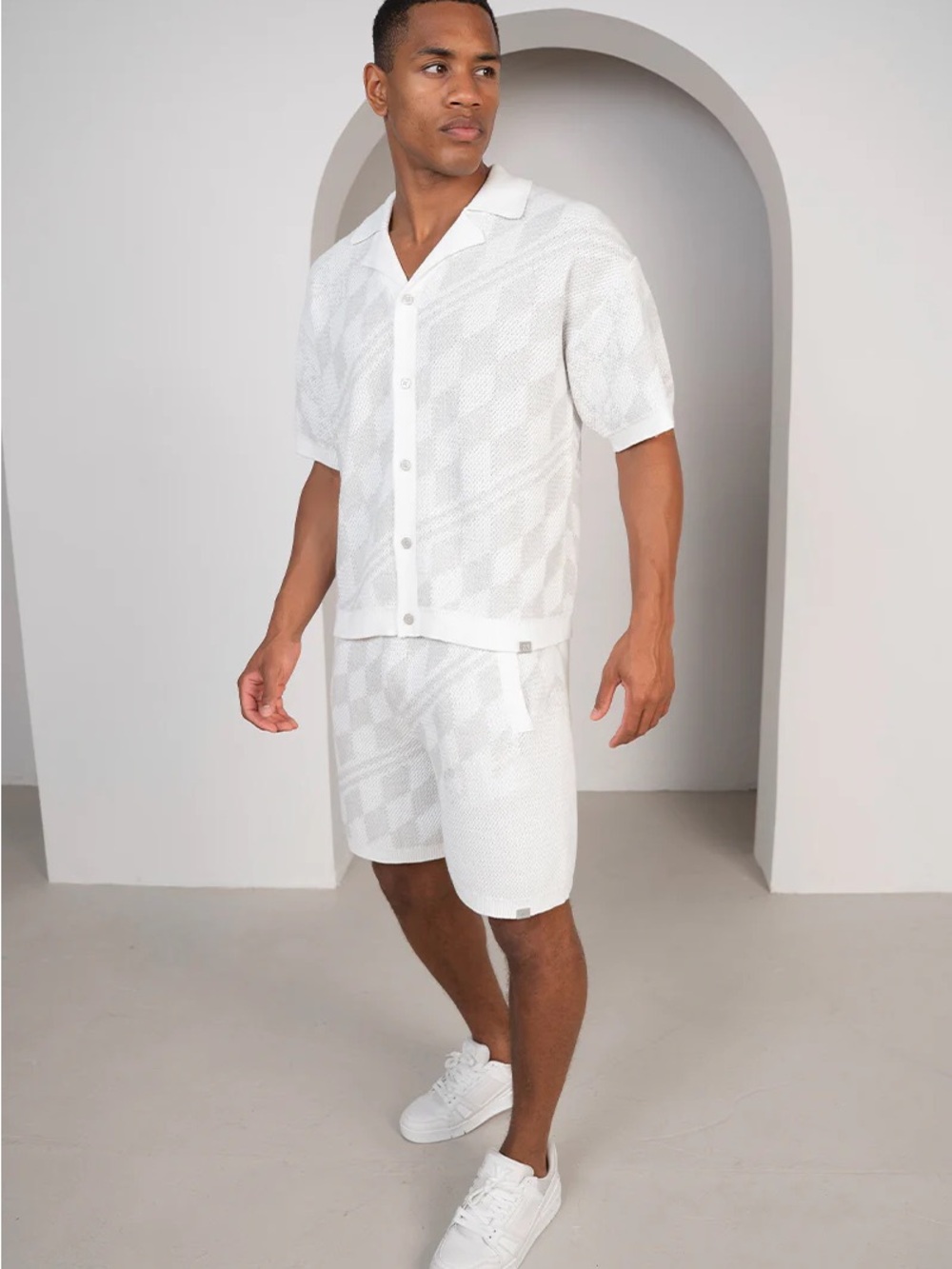JK Attire Men's Grey Knit Athletic Shirt & Shorts Set M, Breathable, Drawstring